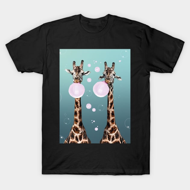 Giraffes with Bubblegum T-Shirt by Renasingsasong